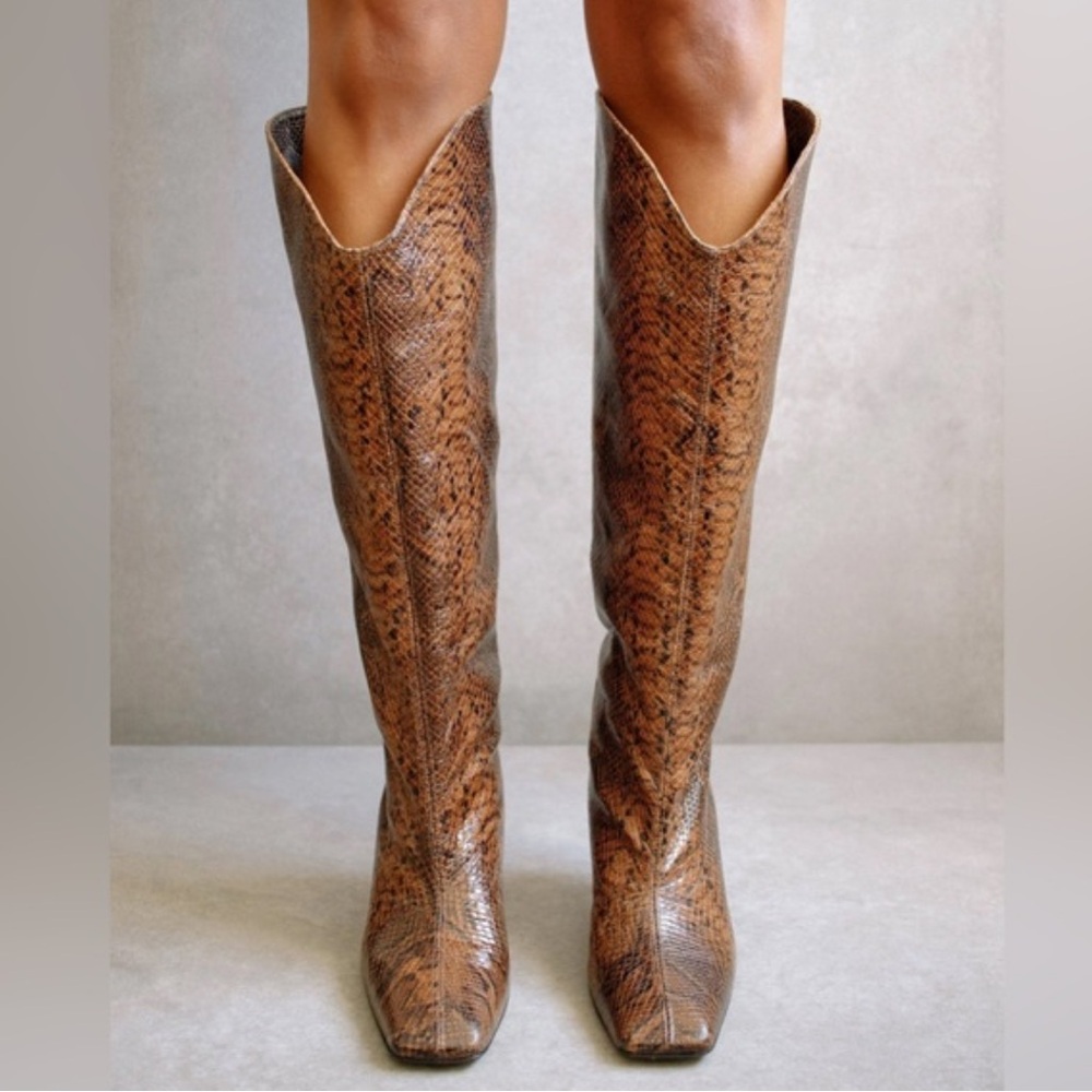 ALOHA Snakeskin Knee-High Boots